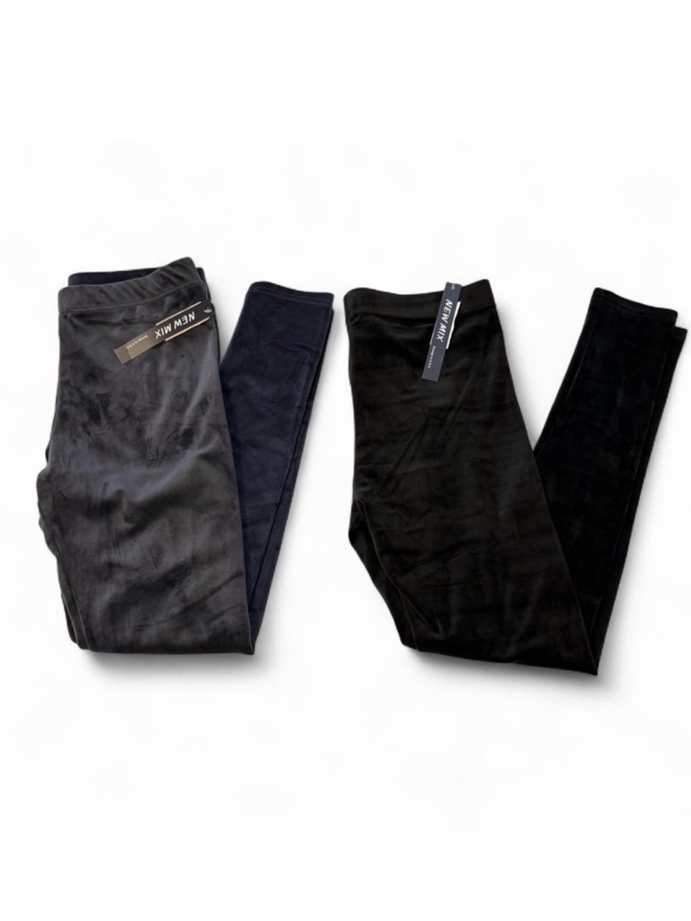 New Mix Velour Leggings Lot of 2 Women’s 1X/2X Grey Black Cozy Soft Comfy Relax
